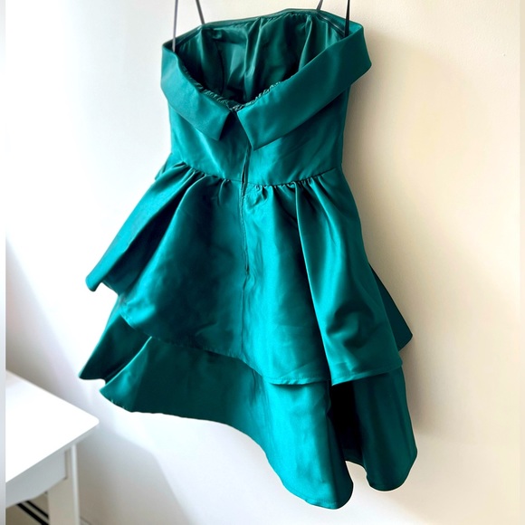 Emerald Satin Formal Strapless Dress by REVOLVE - Picture 4 of 6